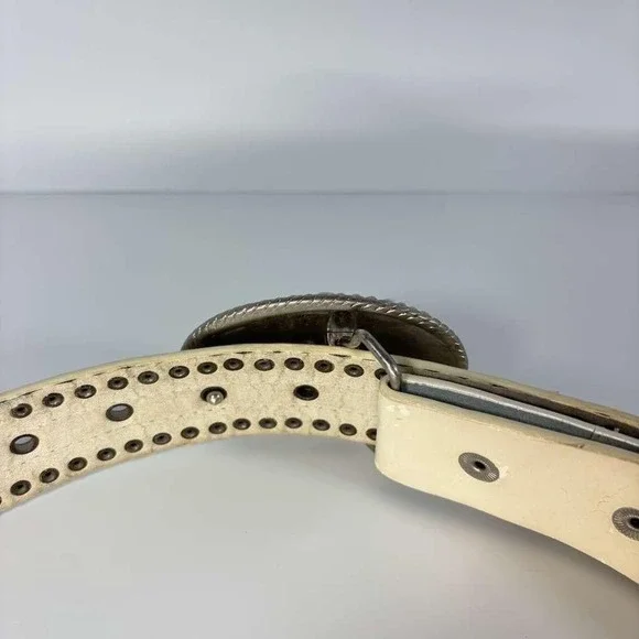 Vintage 80'S Custom Made Faux Mother Of Pearl /Seashell 36" Leather Belt /Buckle - Picture 3 of 7